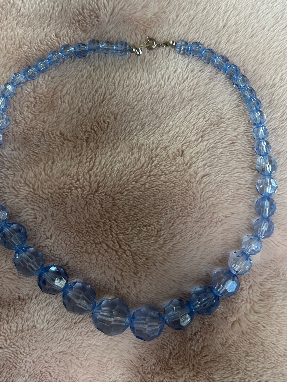 Vintage 60s Blue Lucite Bead Necklace | 18" Graduated | Unbranded